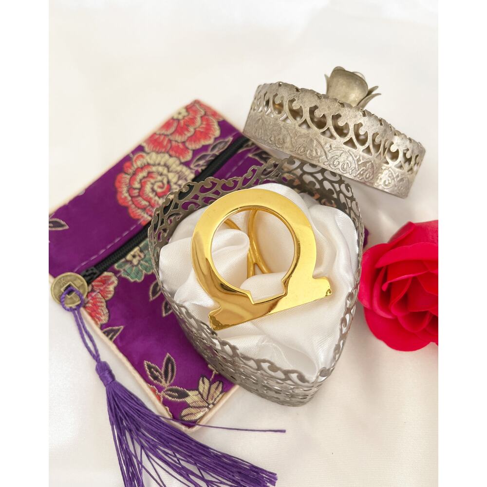 SALVATORE FERRAGAMO Gancini Gold Plated Scarf Ring With Box Womens Luxury - Picture 3 of 11